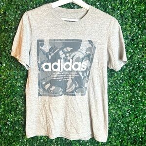 Adidas Shirt Adult Size XS Gray Short Sleeve Spell Out Casual Active Men's